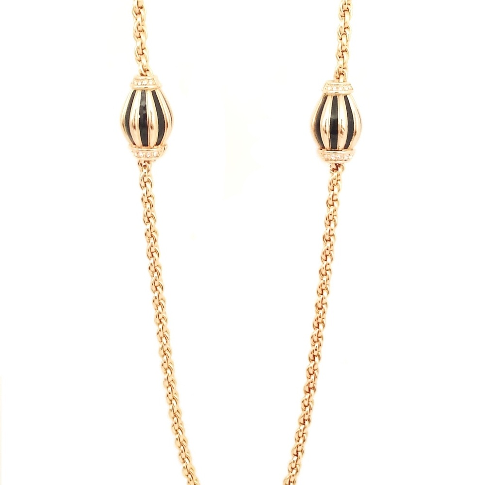 Vintage Black Enamel Gold Plated Necklace